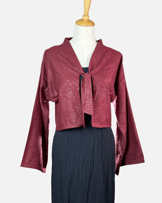 [Aien Cardigan] Wine Red Embossed