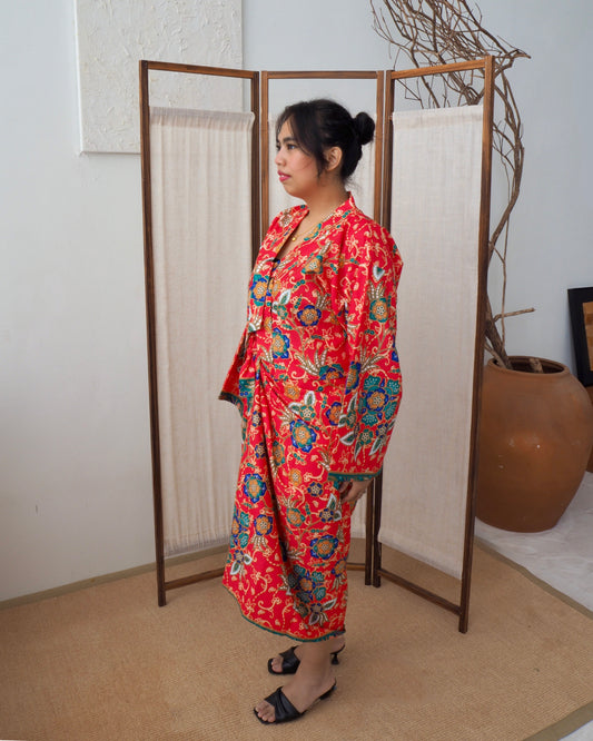 Pareo Skirt & Aien Cardigan - Moneybag Red