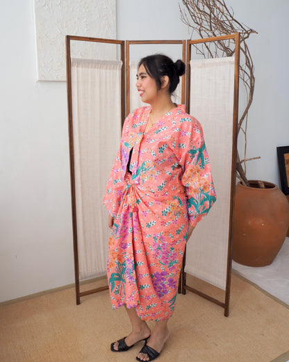 Pareo Skirt & Aien Cardigan - Peach Orchid